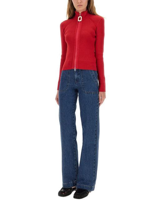 J.W. Anderson Red Fitted Cardigan With Zipper