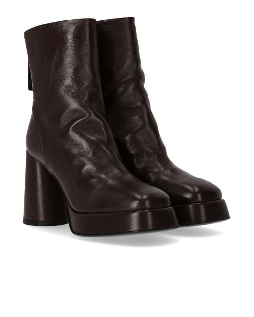 Halmanera Black Lara Dark Brown Heeled Ankle Boot