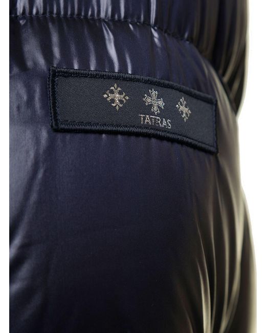 Tatras Blue Mejikino' Long E Down Jacket With Hood And Logo Patch In Shiny Nylon for men