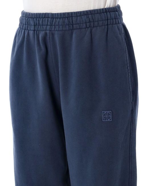 Anine Bing Blue Karter Framed Monogram Jogger