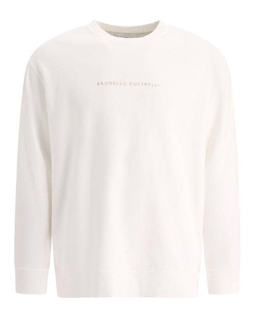 Brunello Cucinelli White Techno Sweatshirt for men