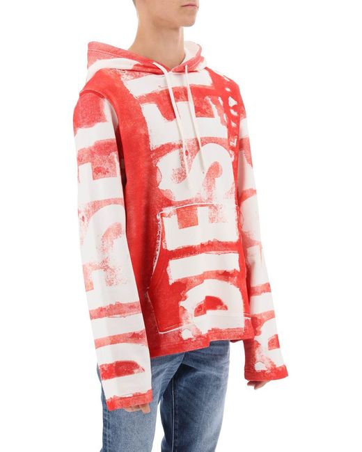 DIESEL Red S-giny-hood Cotton Hoodie for men