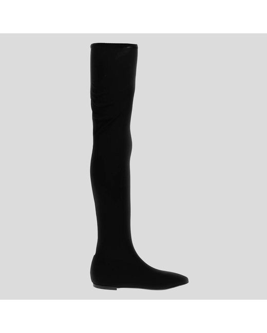 Dolce & Gabbana Black Stretch Jersey Thigh-High Boots