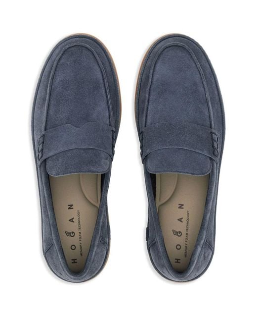 Hogan Blue Suede Flat Shoes for men