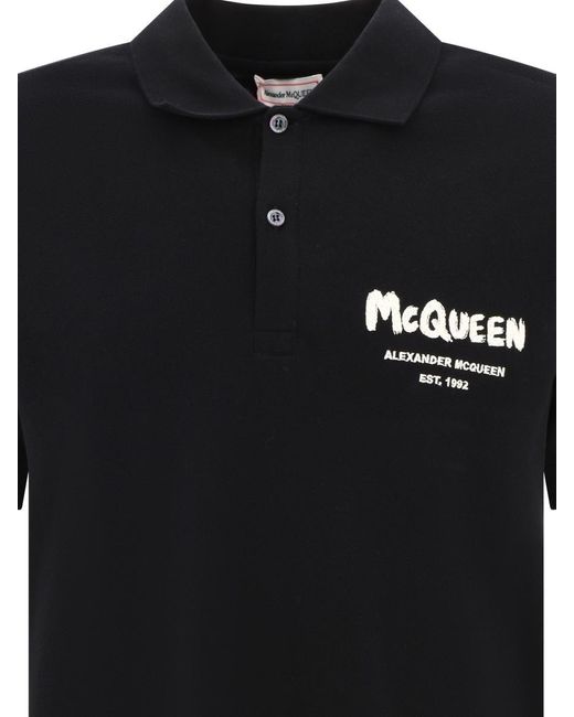 Alexander McQueen Black Alexander Mc Queen Mc Queen Graffiti Polo Shirt for men