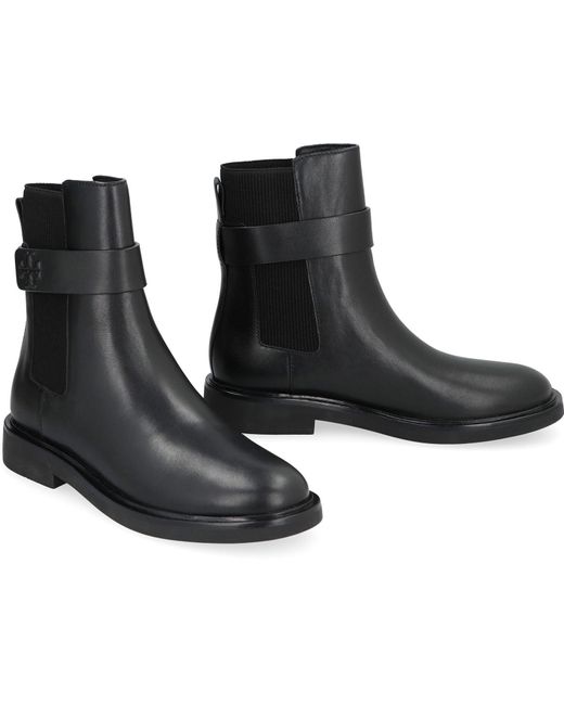 Tory Burch Black Leather Chelsea Boots