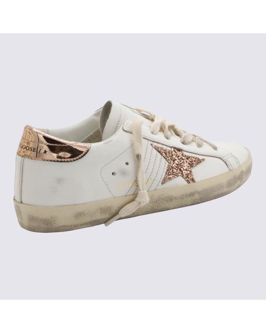 Golden Goose Deluxe Brand White And Gold Leather Sneakers