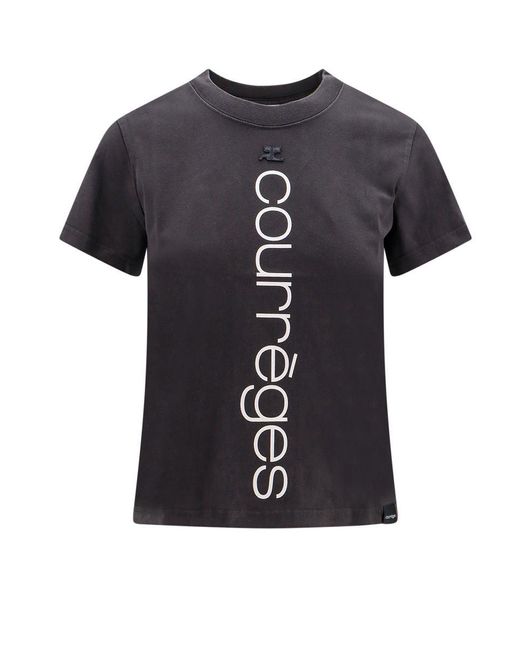 Courreges Black T-Shirt With Logo