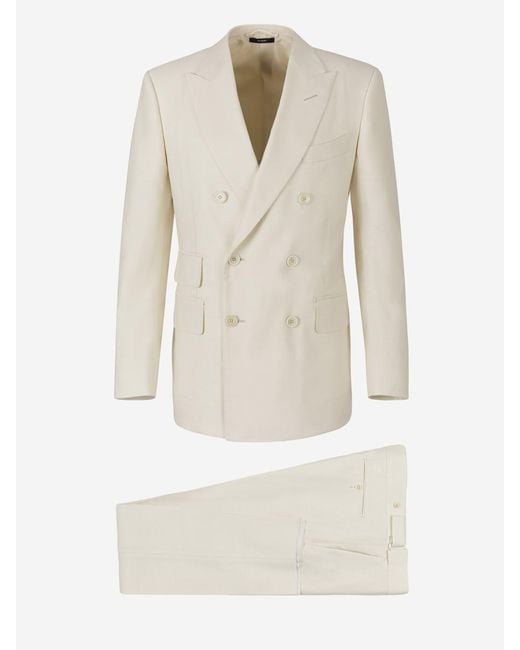 Tom Ford White Plain Wool Suit for men