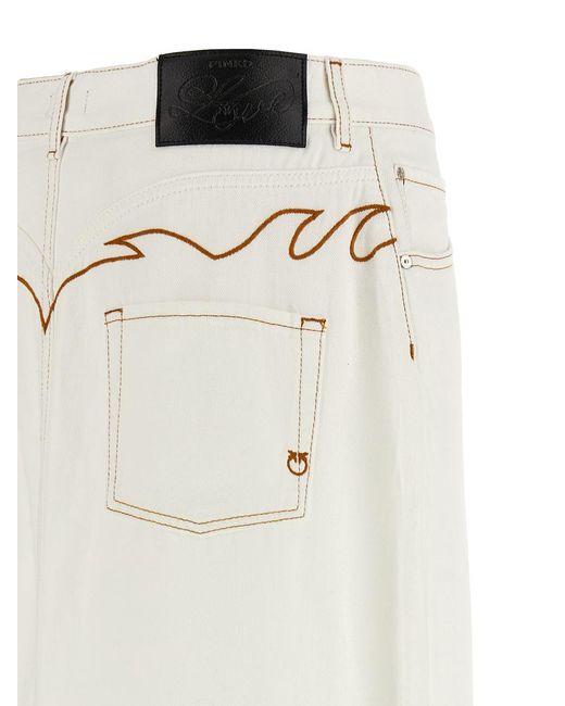 Pinko White Maxi Slit Skirt