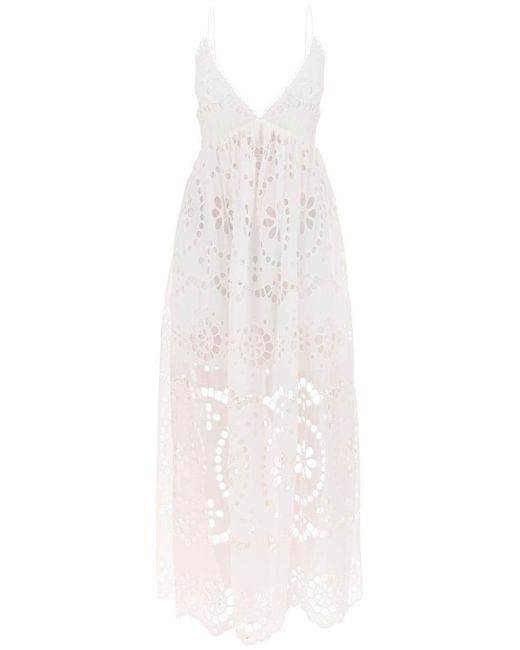 Zimmermann White Lexi Maxi Dress In Broderie Anglaise