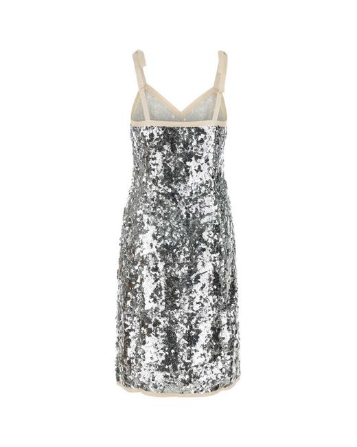 Prada White Embroidered Sequin Dress
