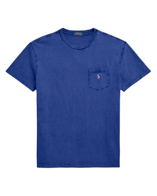 Polo Ralph Lauren Blue Cotton T-Shirt With Pocket And Embroidered Logo for men