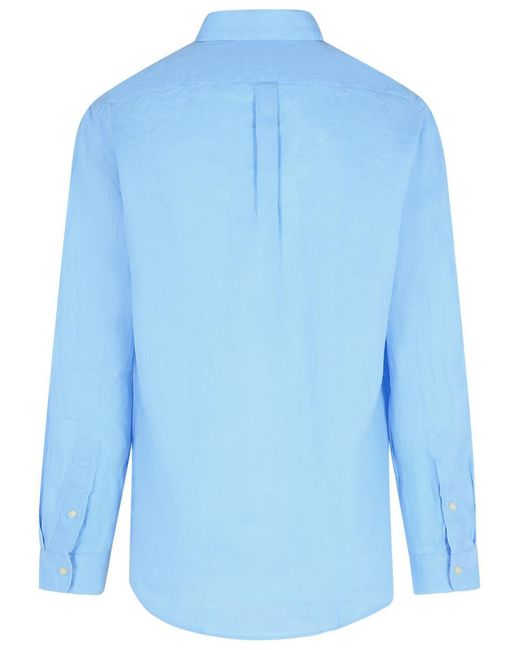 Polo Ralph Lauren Blue Light Cotton Shirt for men