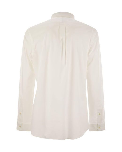 Polo Ralph Lauren White Slim-Fit Stretch Poplin Shirt for men