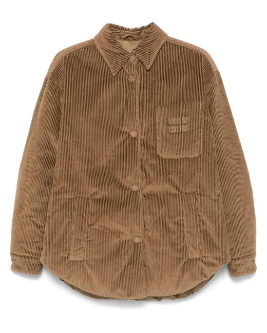 Miu Miu Brown Corduroy Quilted Puffer Jacket