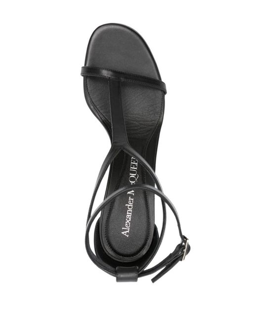 Alexander McQueen Black Harness Leather Heel Sandals