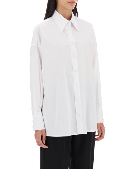 Dolce & Gabbana White Maxi Shirt With Satin Buttons