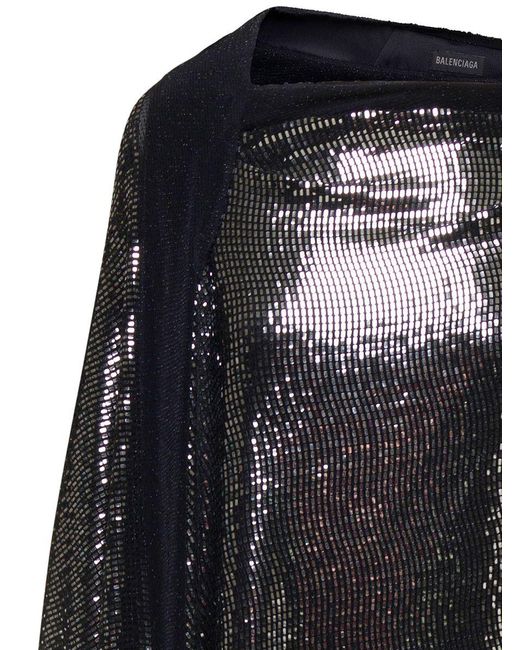 Balenciaga Black Metallic Effect Midi Dress