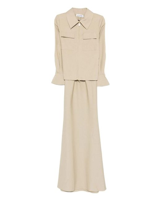 Self-Portrait Natural Twill Maxi Dress