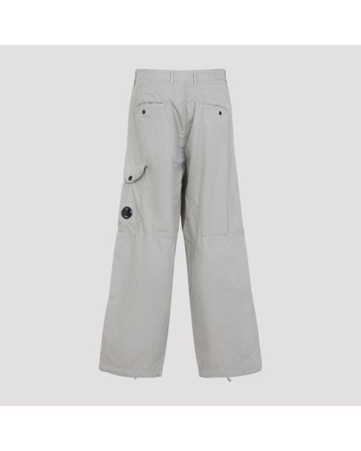 C P Company Gray London Fog Cotton Cargo Pants for men