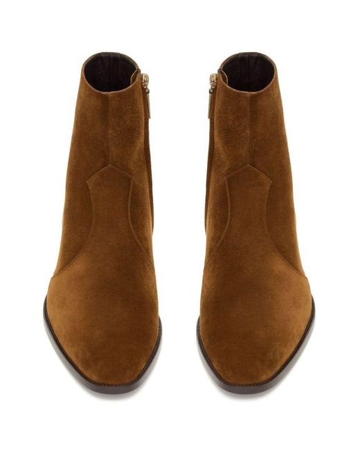 Saint Laurent Brown Leather Closure With Zip Boots for men