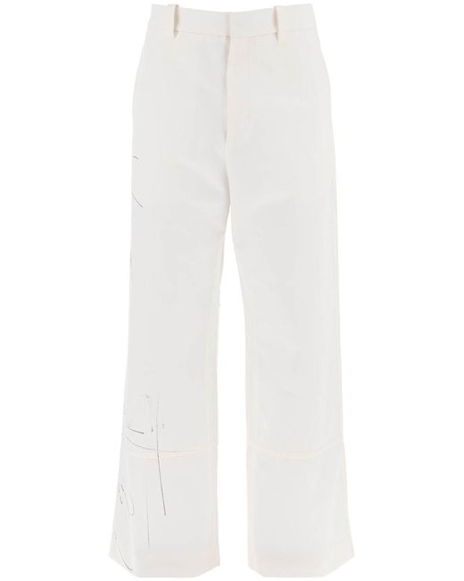 OAMC White Wide-Legged Scribble Pants for men