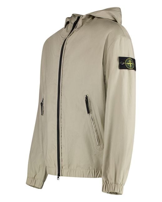 Stone Island Natural Hooded Windbreaker for men