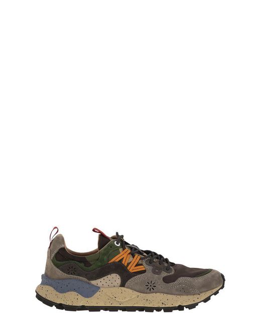Flower Mountain Multicolor Yamano 3 - Sneakers In Suede And Technical Fabric for men