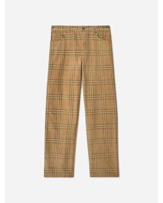 Burberry Natural Checked Corduroy Trousers for men