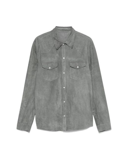 SANTORO Gray Leather Outerwears for men