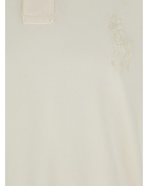 Ralph Lauren White "Custom Slim Fit" Polo Shirt With Large Pony Detail On The Front for men