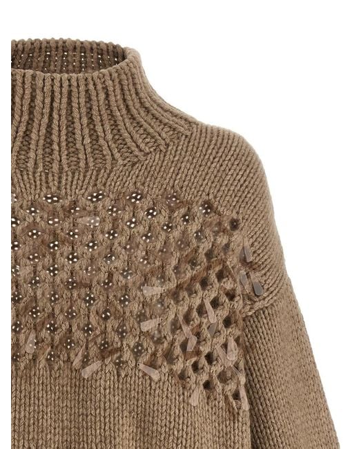 Brunello Cucinelli Natural Drop Sequin Sweater