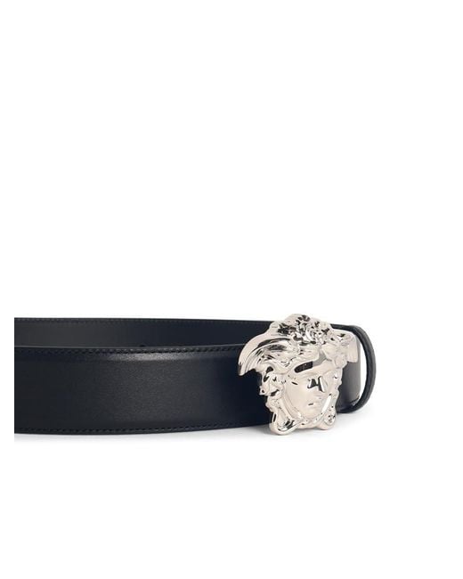 Versace Blue 'Medusa' Leather Belt for men