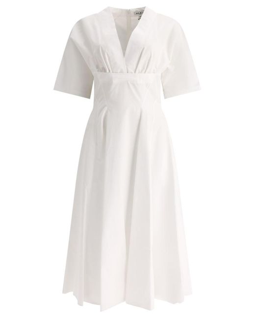 Alaïa White Poplin Dress