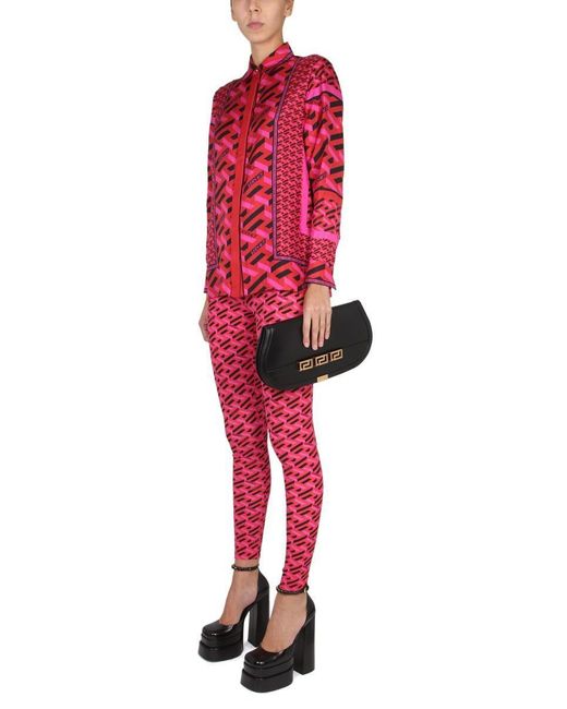 Versace LEGGINGS La Greca in Red | Lyst