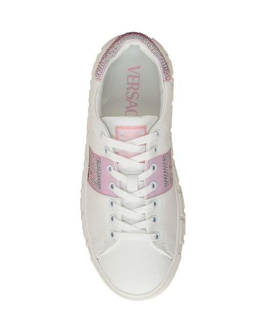Versace Pink Greek Sneaker With Crystals