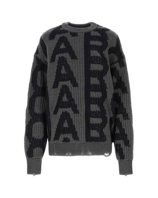 Marc Jacobs Black Distressed Monogram Sweater