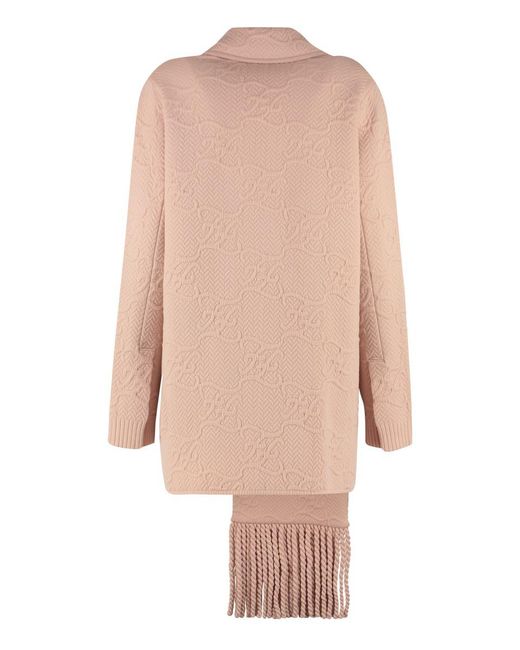 Fendi Pink Double-Breasted Knit Jacket