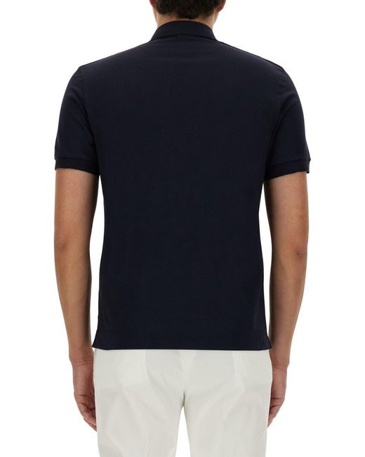 Zegna Blue Cotton And Silk Polo Shirt for men