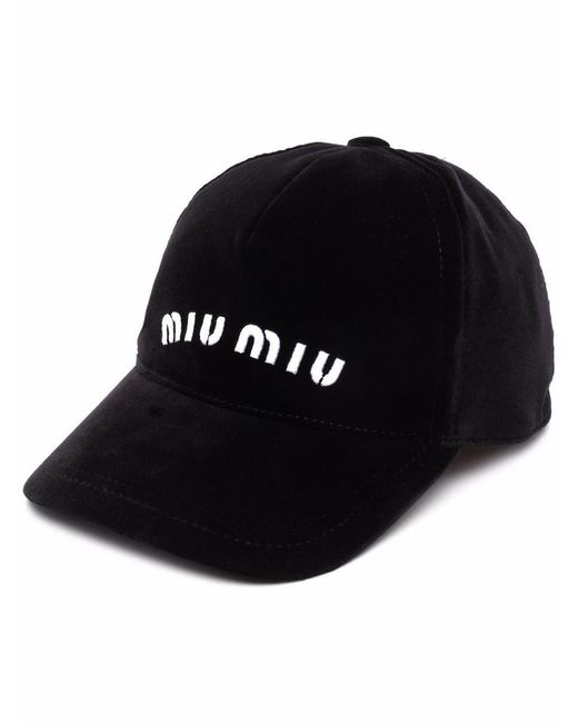 Miu Miu Black Embroidered-logo Baseball Cap