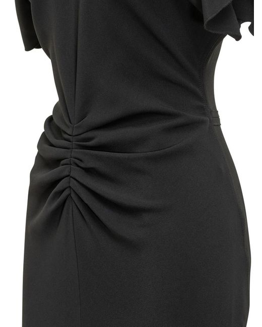 Victoria Beckham Black Gathered Midi Dress