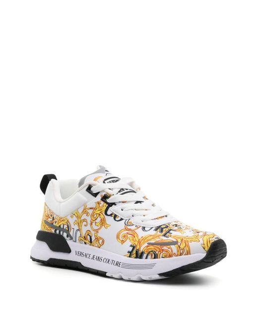 Versace White Baroque-pattern Low-top Sneakers for men