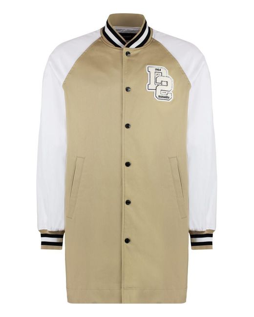 DSquared² Natural Varsity Button-Front Cotton Jacket for men