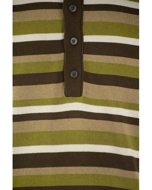 PT Torino Green Cotton And Viscose Polo Shirt for men