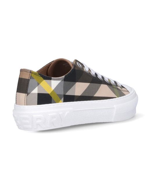 Burberry White Exaggerated Check Canvas Platform Sneaker