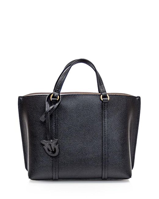 Pinko Black Leather Shopper Bag