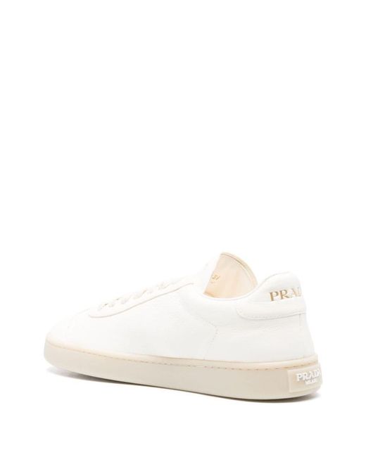 Prada White Downtown Leather Sneakers