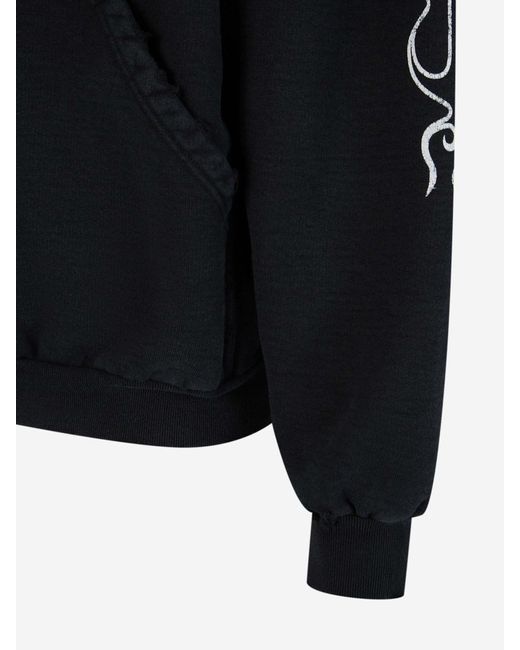 Balenciaga Black Hood Printed Sweatshirt for men