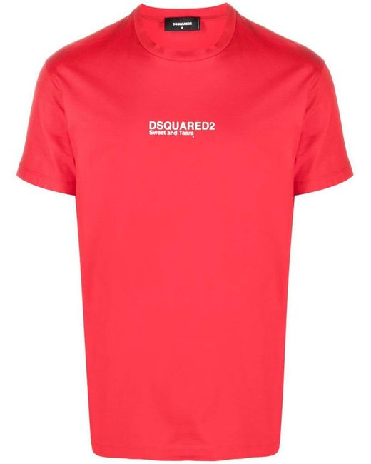 DSquared² Red Logo-print Cotton T-shirt for men